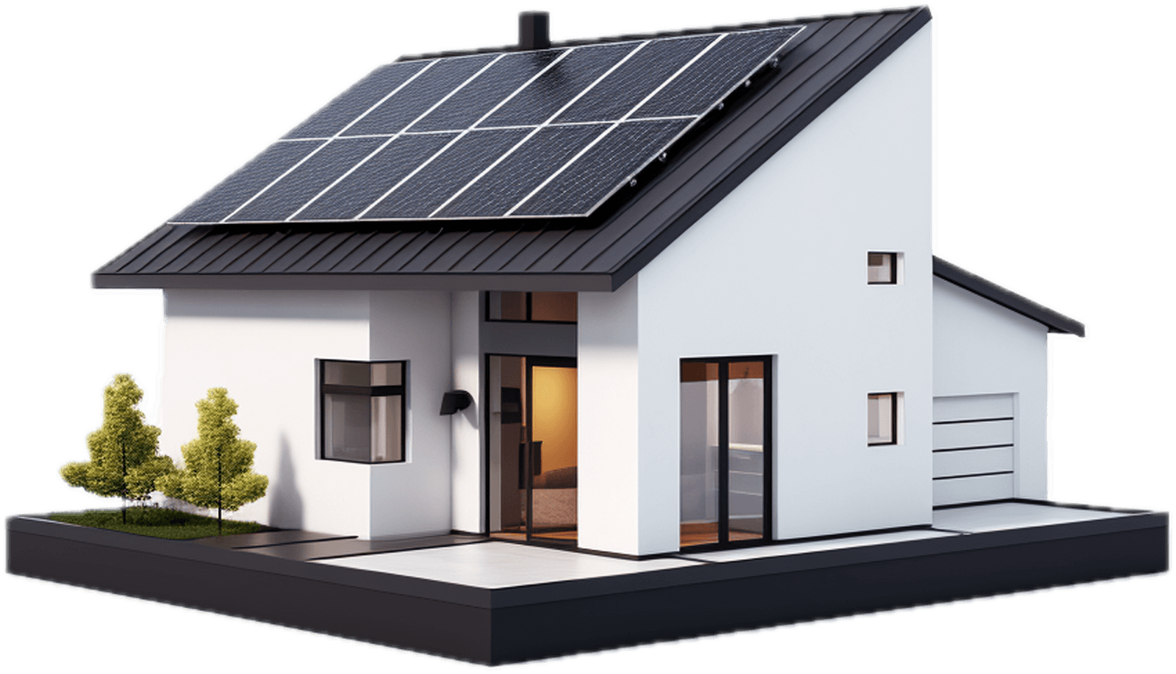 Solarhaus Modellgrafik - Illustration eines nachhaltigen Solarhauses.